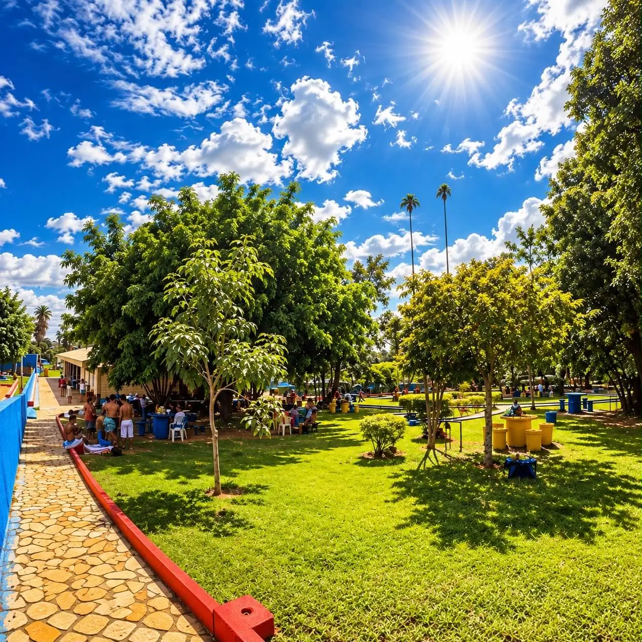 Churrasqueira gratuita e quiosques no bosque do parque